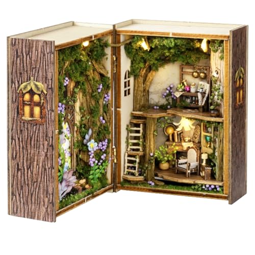 MAGQOO DIY Miniature Dollhouse Kit with Furniture 1:100 Scale Creative Room Mini Wooden Doll House Accessories DIY Miniature House Kit (Forest Wonderland)