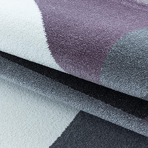 Tapis géométrique moderne violet 80 x 150 cm doux et chaleureux - 7