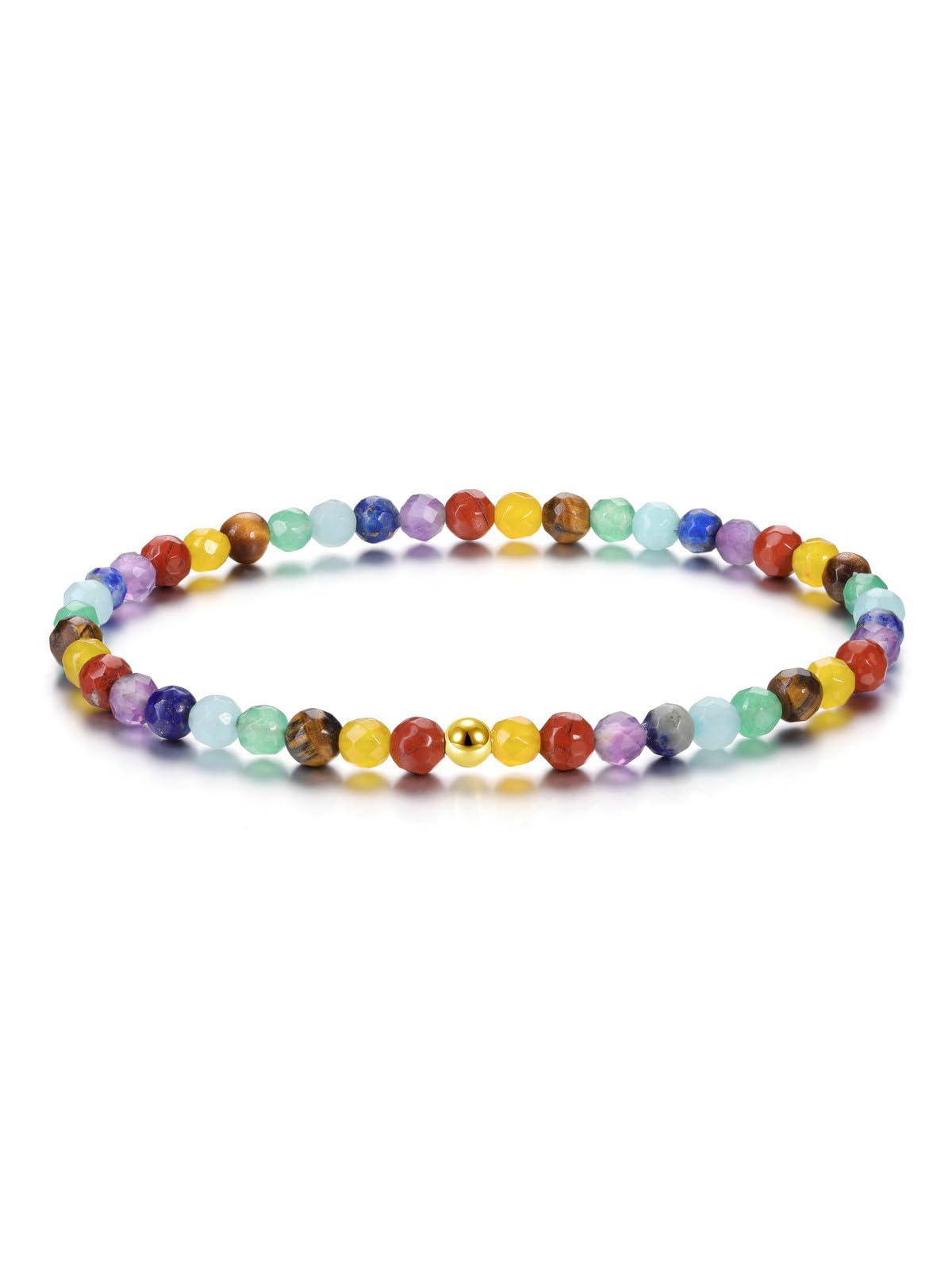 JSDDE Chakra Armband Echte Steine Damen Perlenarmband Stretch-Armband Kristallarmband Glücksarmband Amulett Spirituelle Talisman Schmuck für Damen Frauen