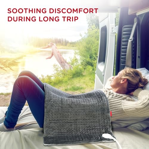 Image of Comfytemp 12V /24V Car Electric Blanket for Back Soothing 17 inch x 33 inch, 4 Heat Settings, 11 Auto-Off, Portable Mini Travel Blanket for Shoulders Neck Hip, Truck, SUV, Washable for Driver Men Women Winter