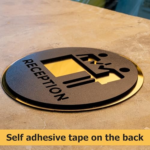 Image of Rousrie Reception Stickers For Glass Doors (Size: 6 Inch) For Office, Stores, Cafe, Hotel, Restaurant, Business & Shop, Self-Adhesive, Acrylic Signage (Reception)