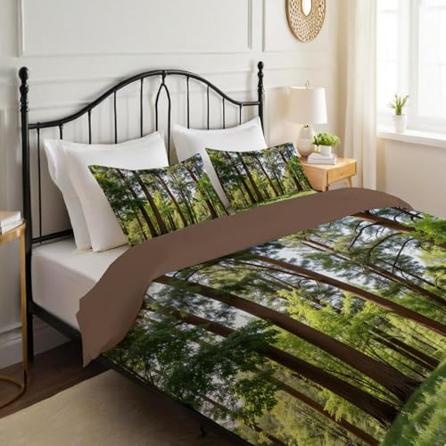 Housse de couette 220x240cm anti-plis imprimé plantes vertes exotiques - 6