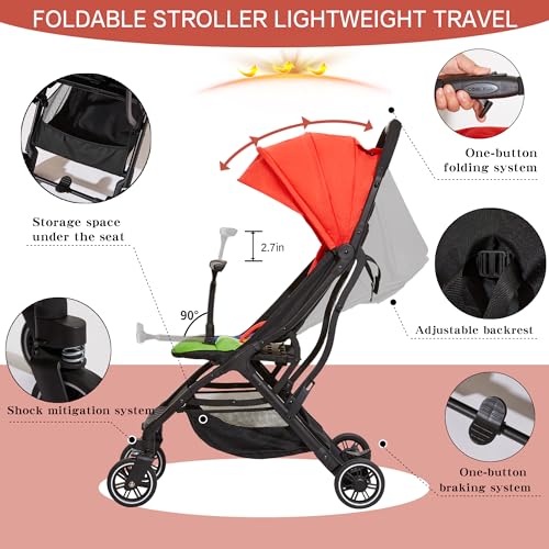Image of Cool Kids Baby Stroller, Portable Umbrella Stroller with Automatic Folding Function Suitable for Walking, Shopping, and Amusement Parks