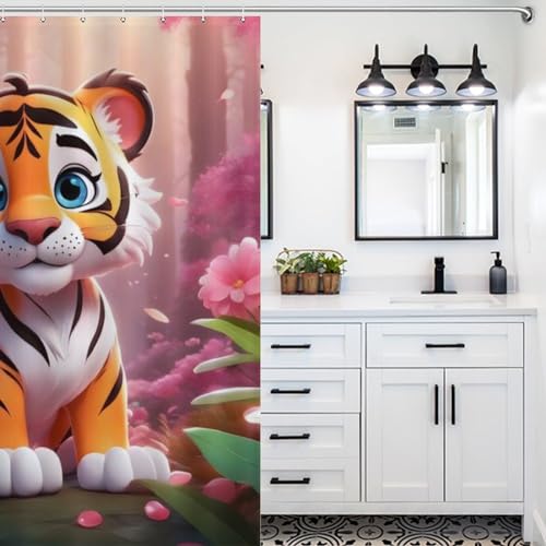 Rideau de douche tigre imperméable et résistant 168x183cm facile à installer - 5