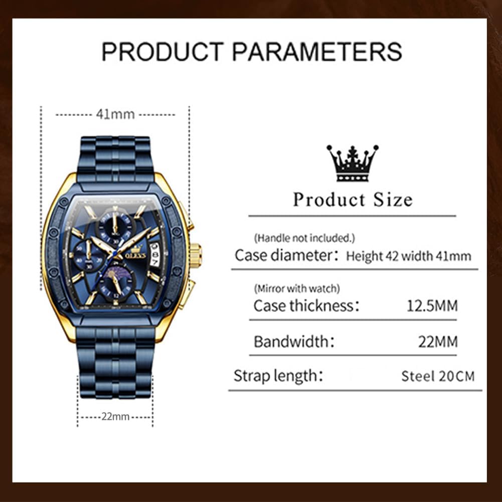 OLEVS Watches for Men Luxury Big Face Stainless Steel Mens Watches Classic Waterproof Analog Quartz Men's Wrist Watch with Date Multifunction Chronograph Dress Watch for Men Relojes para Hombres - Image 5
