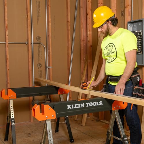 Klein Tools 66188 Folding Saw Horse, 2x4 Support Arms, 26-Inch to 32-Inch Adjustable Height, Heavy Duty Jobsite Table, 1-Pack - Image 9