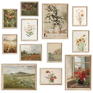 KBKBART Vintage Floral Wall Art Vintage Floral Prints for Wall Decor Farmhouse Flower Botanical Painting Spring Summer Flower Poster for Room Aesthetic French Wildflower Landscape Decor Art Prints UNF