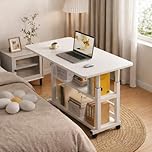 TAOBOU Computer Desk Mobile, Portable Office Desk with Movable Wheels, Height Adjustable Study Desk,Computer Desk, Office Work Desk for student and worker80x40x60-90cm