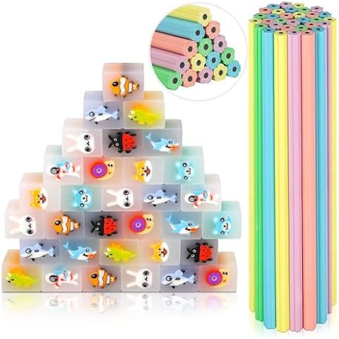 Lot de 64 crayons et gommes Runxin Cover