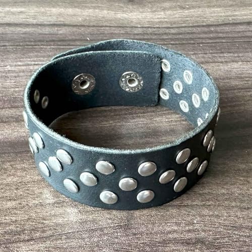 Punk Rock Rivet Studded Wristband Pu Leather Arm Cuff Bracelet3