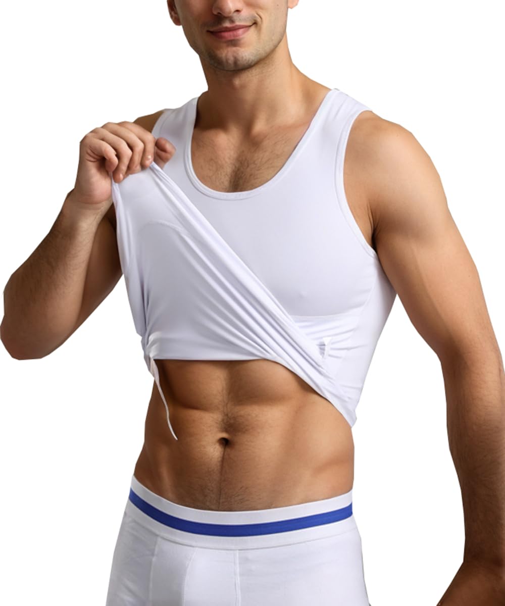 Camiseta Reductora para Hombre con Efecto Vientre Plano Camiseta Interior de compresión sin Mangas de algodón Body Shaper un Vientre más Plano