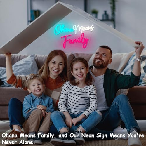 Dimmable Ohana Means Family Neon Sign for Wall Decor USB Powered