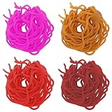 SAMSFX Fishing Fly Tying Materials Squirmy Wormy Soft Worm Lures Flie Making 4 Colors in Pack (Assorted Brown, Blood Red, Pink and Red)