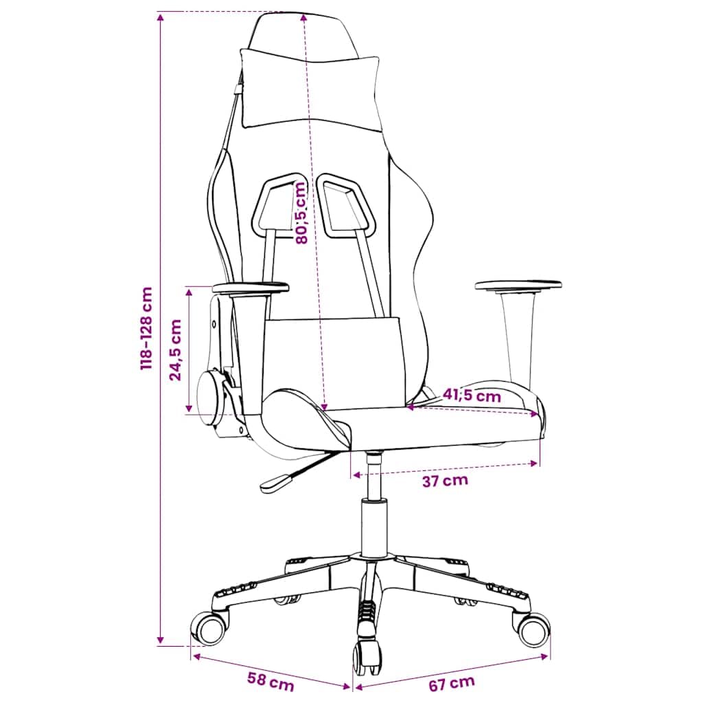 Gaming-Stuhl Schwarz und Gold Kunstleder Ergonomisch mit Wippfunktion und Lenden Nacken Kissen für Esport Homeoffice Jugend PC Setup