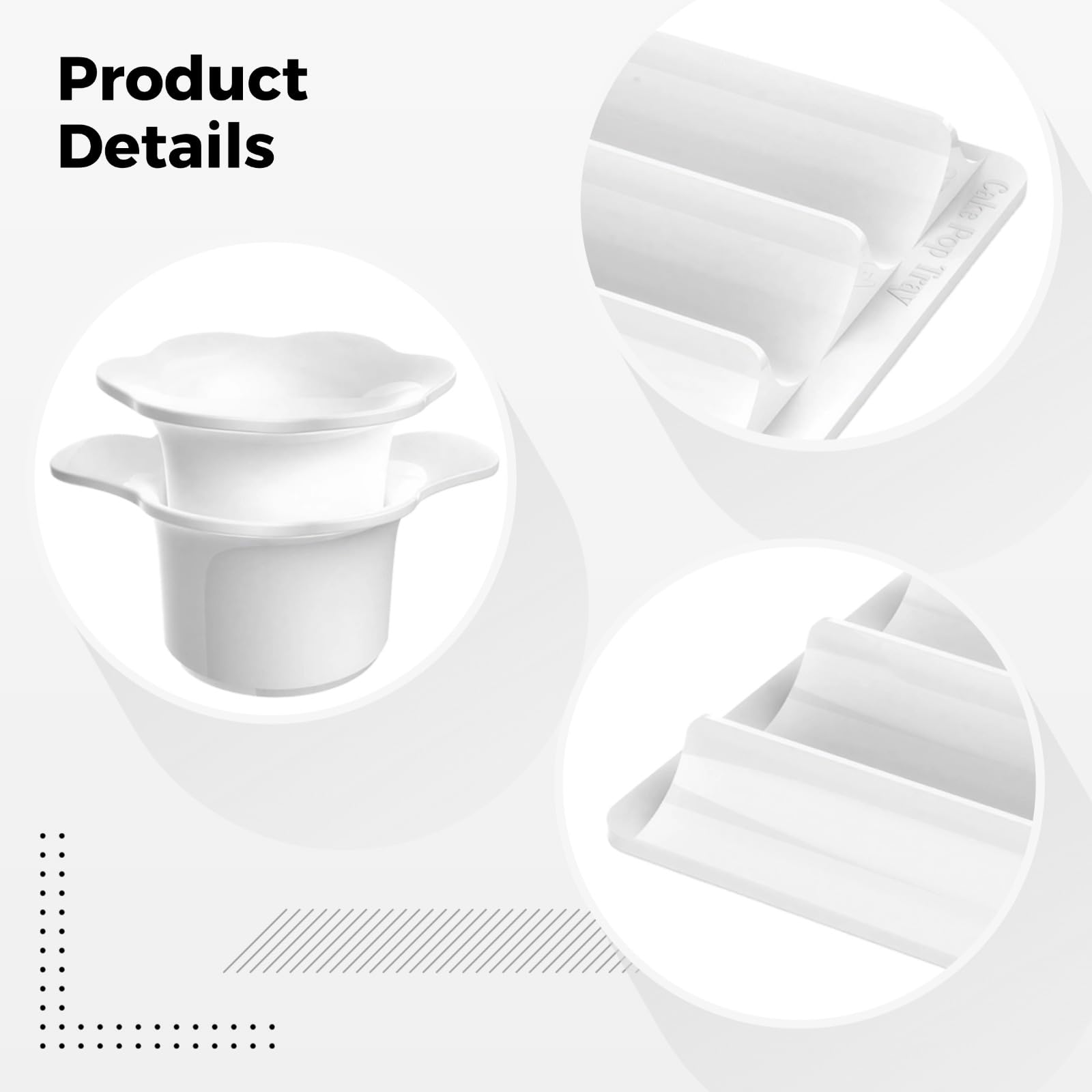 Ensemble de moules à cake pops avec plateau, emporte-pièce blanc en plastique et plateau à trois cavités, moule rond de 4,4 cm, plastique moulé pour pâtisserie, décoration et présentation