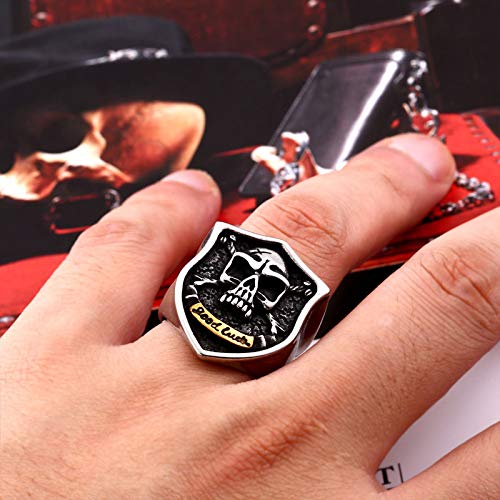 Image of Genuine Stainless Steel Ring Jewelry for Men Fashion Punk Biker Skull Rings