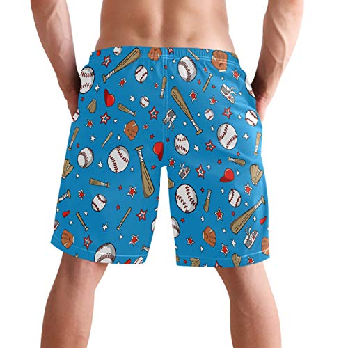 visesunny Men's Beach Short Swim Trunks Baseball Sports Seamless Pattern Sports Running Bathing Suits2