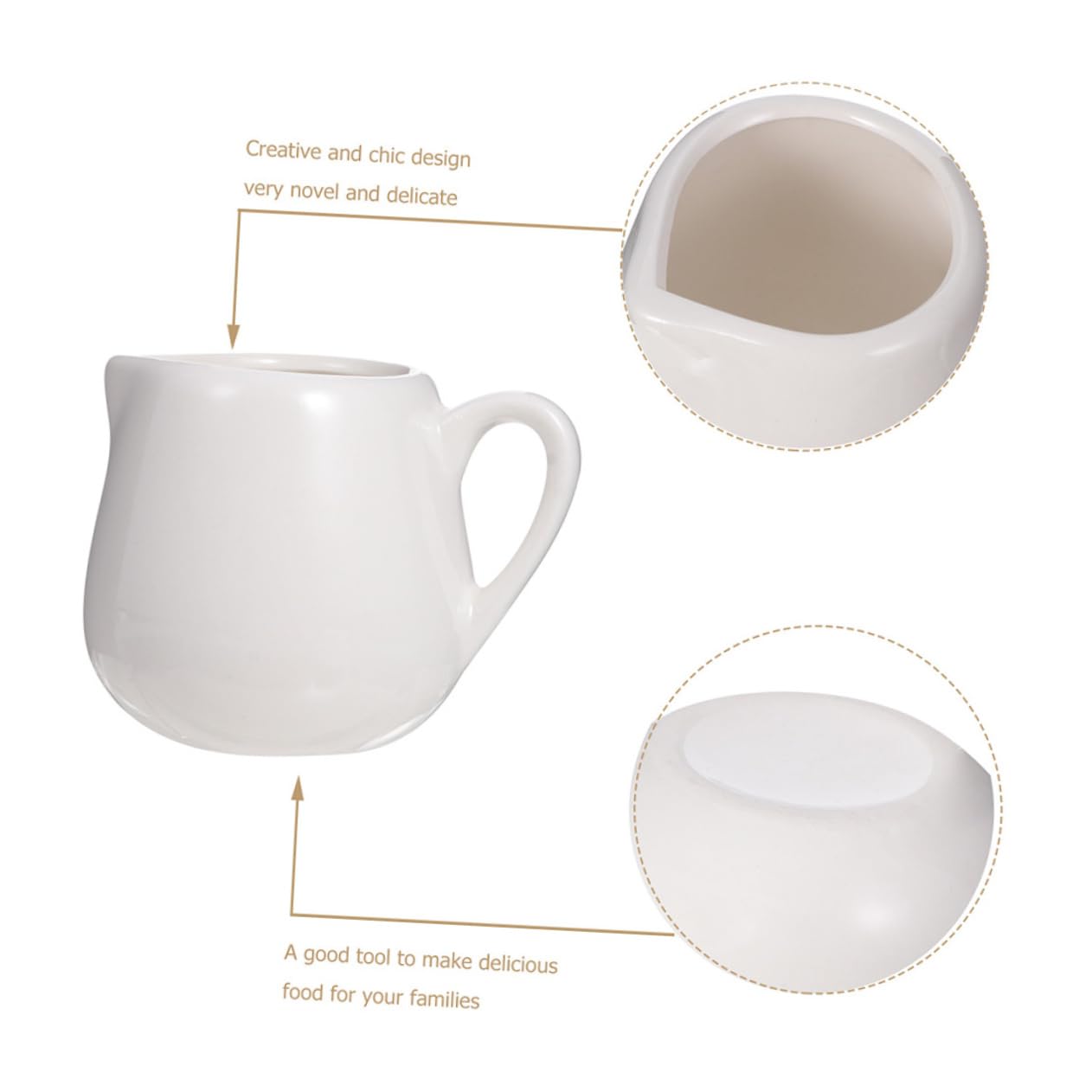 6 Jarras de Cerámica en Color Blanco con Asa Cómoda para Almacenar Leche y Salsa, Diseño Original y Ecológico, Ideales para Regalos de Inauguración de Casa