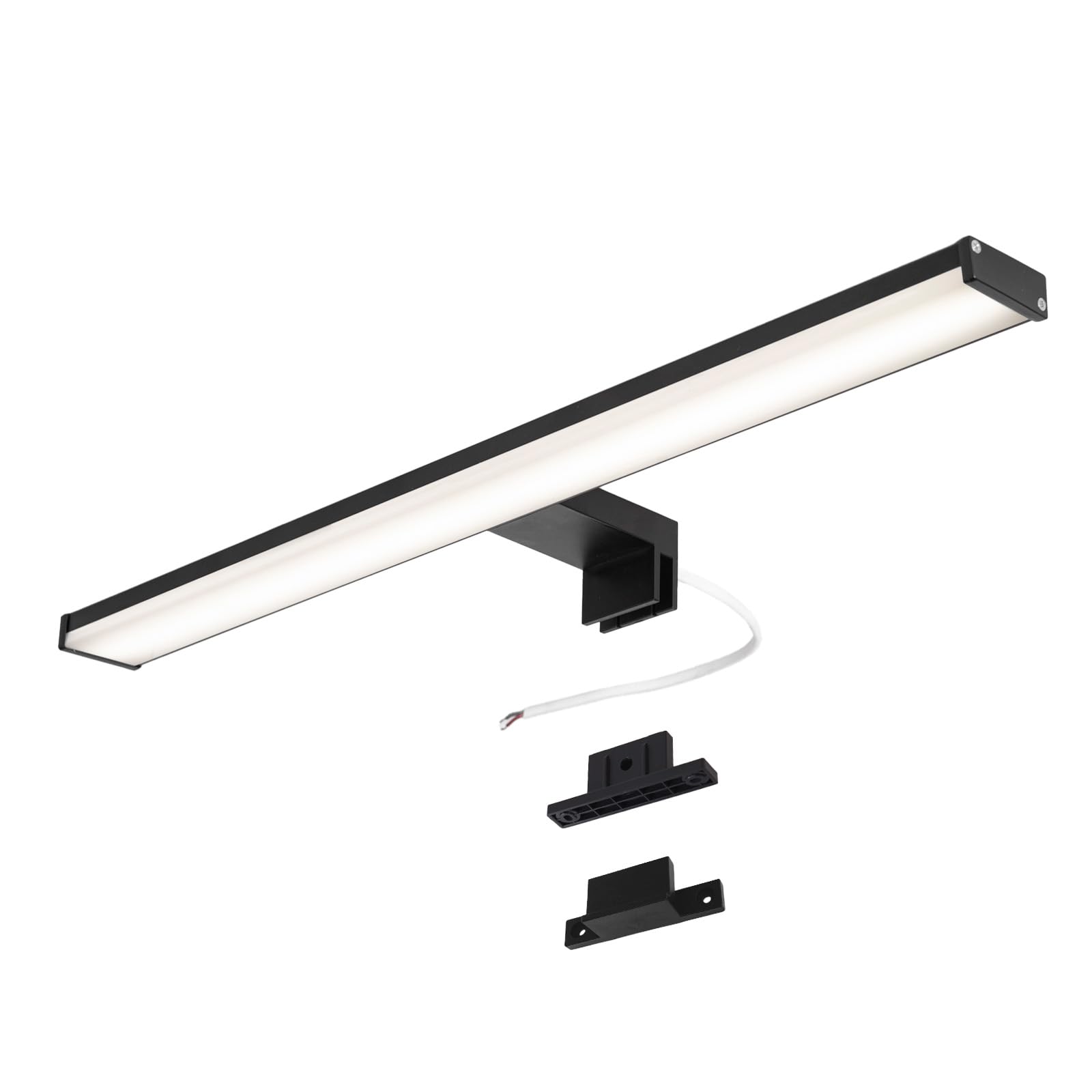 Alpinaluz Applique LED Noire pour Miroir de Salle de Bain – 4000K Blanc Neutre – IP44 – Aluminium et Supports en Polycarbonate – Installation sur Miroir, Mur ou Meuble (50cm 12W)