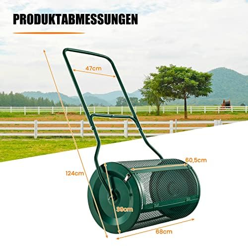 FANTASK Kompoststreuer 80L, Torfstreuer mit U-Griff, Düngerstreuer Rasen Garten, Gartenstreuer für Dünger & Setzlinge, Grün