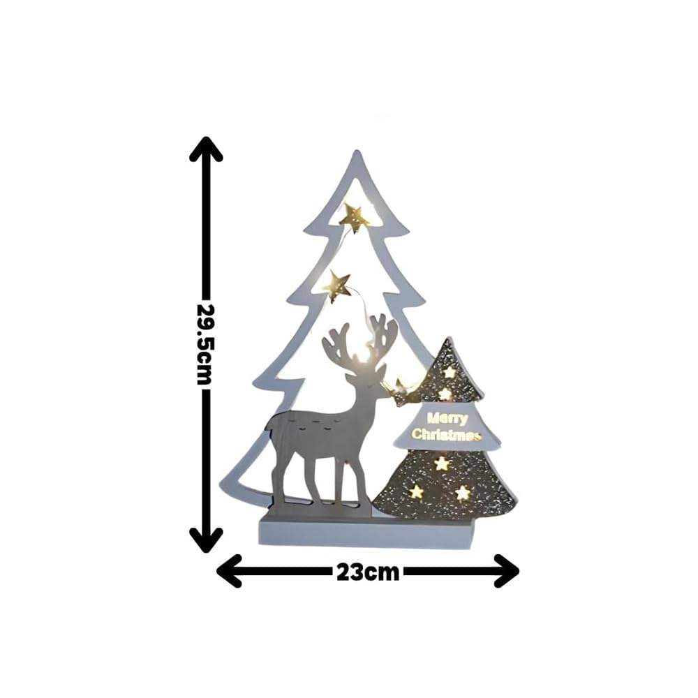 Lights4fun - Slitta e Renne Luminose con LED Bianchi a Pile per Interni
