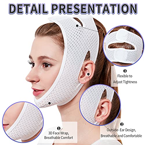 V Line Lifting Mask, Face Slimming Strap, Jawline Shaper Double Chin Reducer Shaped Belt, Reusable Anti-Wrinkle Cheek Lift Up Slim Thin Masks Belt Band Strap (White) #TOP3