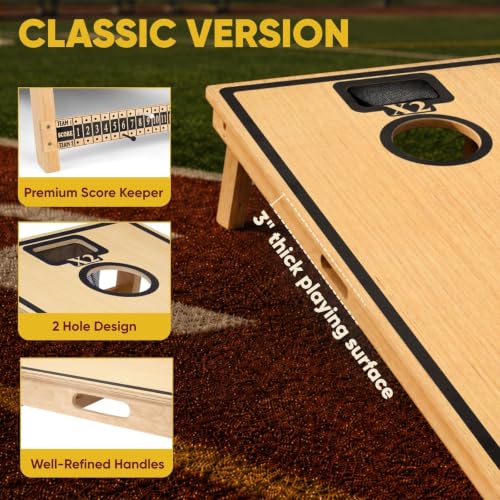 Image of Solid Wood Cornhole Board Set - Natural, 8 Bean Bags | Premium Wooden Boards, 8 All-Weather Bean Bags, Integrated Bean Bag Storage, Foldable Legs