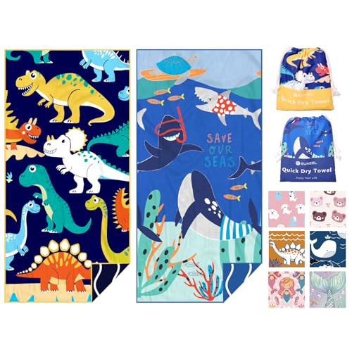 Eunzel 2 Pack Microfiber Kids Beach Towel, Quick Dry Towels for G...