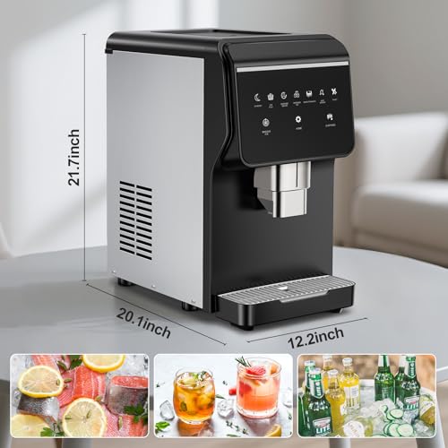 Image of Nugget Ice Maker Countertop with 7Lbs Storage, Ice /Water /Ice & Water Optional, 90Lbs /24H Pellet Crushed Chewable Ice Machine Stainless Steels with Self-Cleaning for Home Office Kitchen Party RV