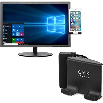 Cell Phone Holder for Computer Monitor Mount,Fixed Clip on Flat and Slim Monitor or Laptop Monitor Within 25mm Thickness,safty Mobile Phone Stand for Smartphone,Enjoying Dual Screen at The Same time