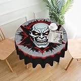 Ninainaid Mantel de poliéster con estampado de fantasma malvado rojo y negro, tela repelente al agua, lavable, mantel decorativo para bodas, fiestas, cenas, banquetes