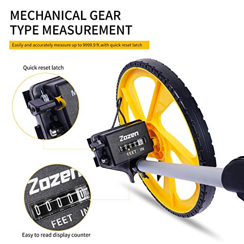 Measuring Wheel Zozen Collapsible with Kickstand and Cloth Carrying Bag Measurement 0-9,999 Ft