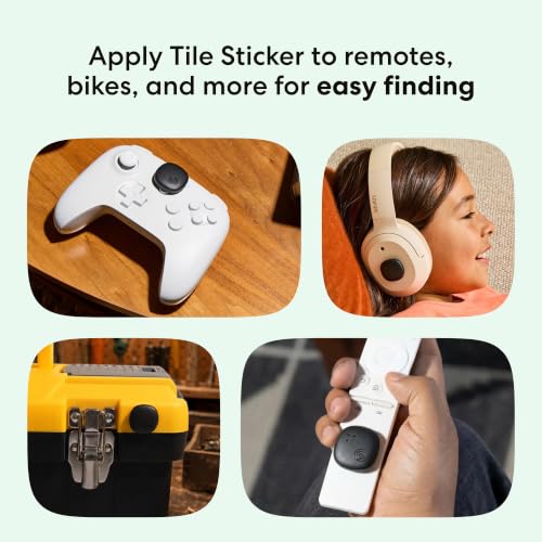 Image of Life360 Tile Sticker - Small Bluetooth Tracker, Remote Finder and Item Locator for Bikes, Glasses and More. Both iOS and Android Compatible. Phone Finder. 1-Pack (Black)