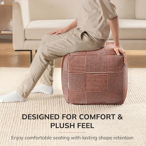 Anji Mountain Pouf Ottoman Foot Rest, Handmade Ottoman Pouf, Comfortable Foot Stool, Decorative Floor Seating for Living Room Decor, Bedroom & Home Décor Accent - Teak by Anji Mountain - Image 4