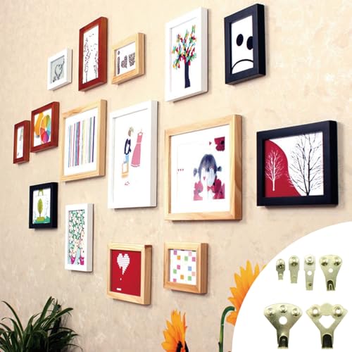Image of MEETOOT 110PCS Metal Non Marking Hardware Photo Frame Hooks Plaster Hanging Hook Picture Hook for Hanging Mirror Decoration Clock Clothes Kitchenware