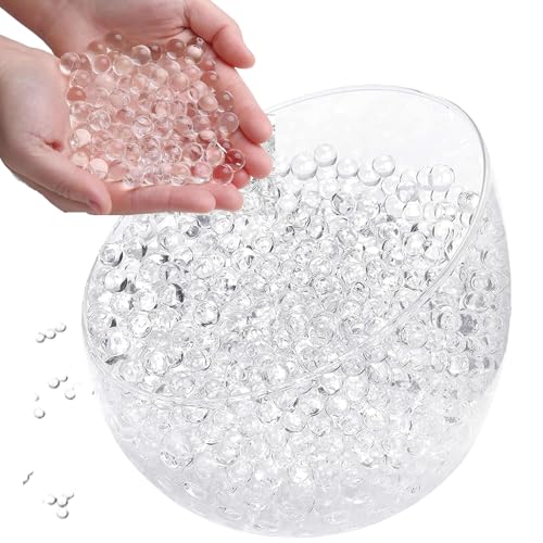 3000 Water Beads Clear, Water Gel Jelly Beads for Vases Filler, Transparent Vase Filler Beads for Floating Pearls, Wedding Centerpiece, Floating Candles, Planting, Floral Decoration