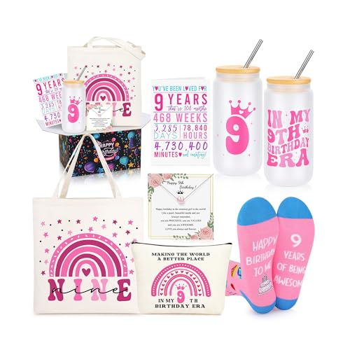 JTENGTOP 9 Year Old Beautiful Teen Girl Birthday Gifts Ideas, Gift Gifts for 9 Year Old Sweet Teen Girls, Top 9th Birthday Decorations Basket Set of 6