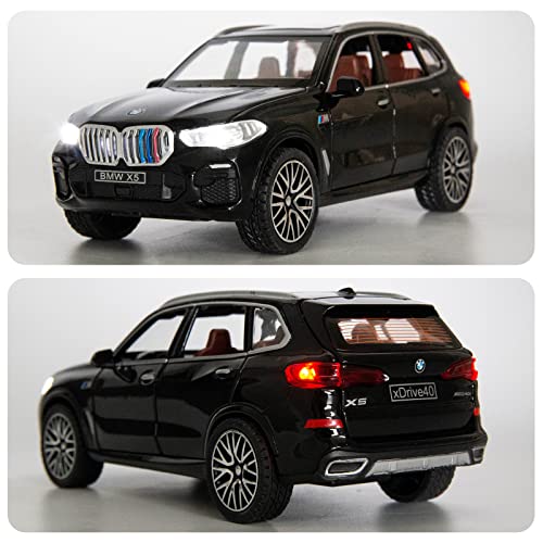 TGRCM-CZ 1/32 X5 SUV Modellauto Spielzeug, Druckguss Legierung Pull Back Auto Modell mit Licht und Sound Spielzeugfahrzeuge für Kinder Schwarz