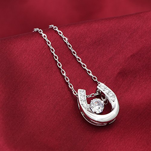 925 Sterling Silver Lucky Horseshoe with CZ Cute U Pendant Necklace Women Jewelry set2