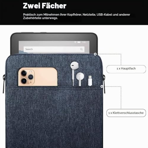 TiMOVO 8-9 Zoll Tablet-Tasche mit Taschen, Space Grau – Ansicht 3