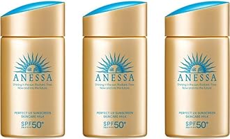 Anessa Sunscreen Perfect UV Skin Care Milk SPF50+ PA++++ 2.02floz (60ml) Pack Of 3 Super Waterproof