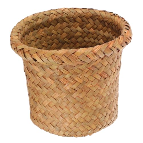Alipis Cestino Della Spazzatura Intrecciato a Mano in Rattan Grande, Cestino Porta Rifiuti Aperto Resistente Per Bagno e Camera Da Letto, Cesto Della Biancheria Artigianale Solido Per Cucina e Ufficio