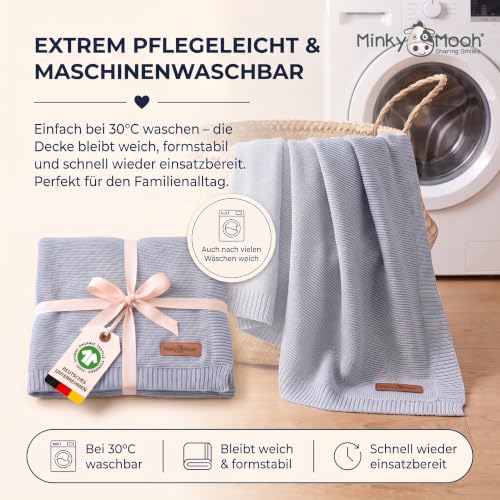 Minky Mooh Bio Babydecke Blau 94x72 cm – Bild 5