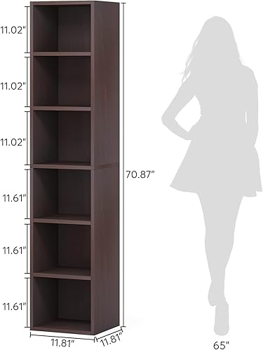 Miniatura 10 de LITTLE TREE Estantería estrecha de 70.9 pulgadas de alto, estantería esquinera de 6 niveles, organizador de almacenamiento para espacios pequeños,