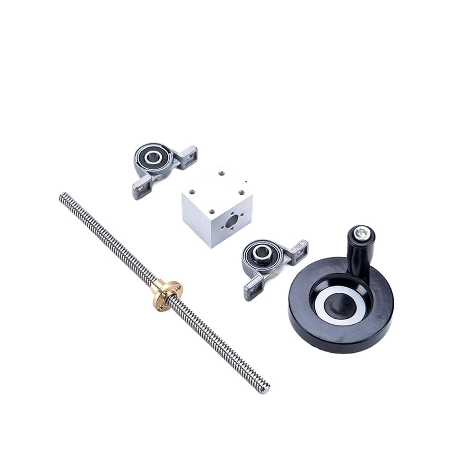 Linear Motion CNC Ball Screw 1Set 200mm-600mm T8 Lead Screw 8mm+Brass Copper Nut+Handwheel+Housing Bracket +KP08 Bearing Bracket(550mm)