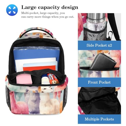Sac à dos alpaga multicolore avec trousse pour élève - 3