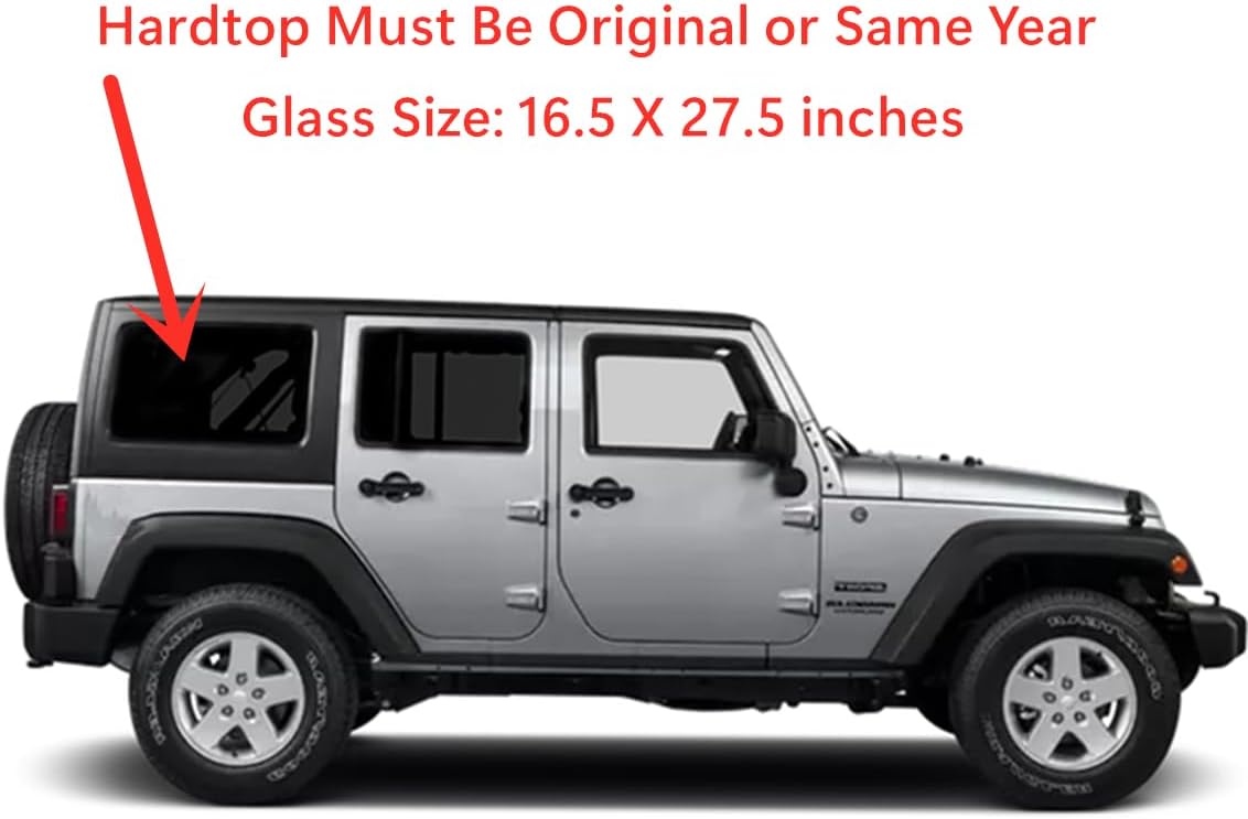 Passenger Right Side Rear Quarter Window Quarter Glass Compatible with Jeep Wrangler 2011-2017 4 Door Models / Wrangler JK 2018 4 Door Models