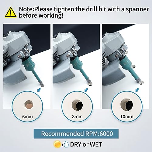 JeeynoTols Dry Diamond Core Drill Bit 2pcs 10mm - Tile Drill Bit Porcelain Ceramic Tile Granite Marble Hole Saws with M14 thread - Image 2