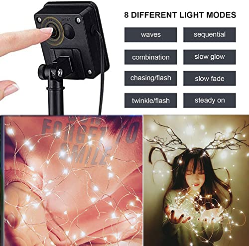 Solar String Lights Outdoor Waterproof, 2 Pack 100 LED Solar Copper Wire Garden Lights with 8 Mode 12M/33Ft - Image 3