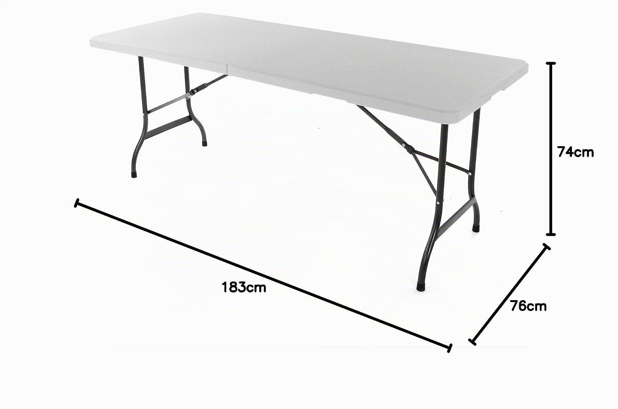 Nexos Klapptisch 183 x 76 x 74 cm Partytisch Catering Gartentisch klappbar Campingtisch bis 170 kg stabil robust wetterfest 13 kg Tragegriff weiß braun schwarz Farbe wählbar (Weiß)